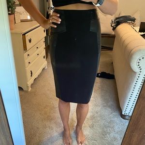 Black midi pencil skirt